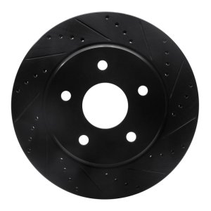 Jeep J8 Brake Rotor (1) - Front Right - R1 Concepts - Drilled & Slotted - Black - `08-`12